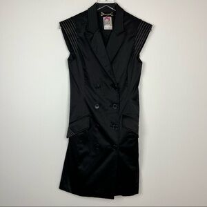YOANA BARASCHI Black Sleeveless Tuxedo Dress Small